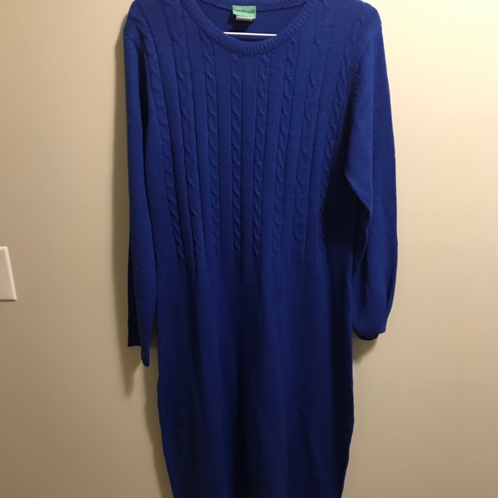 Blue sweater dress